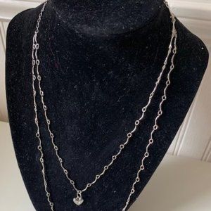 Sterling Silver Fido Chain Link& Heart Necklace
